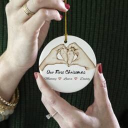 Personalized First Family Christmas Ornament Baby Feet Bauble - thumbnail 2