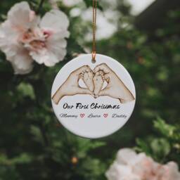 Personalized First Family Christmas Ornament Baby Feet Bauble - thumbnail 3