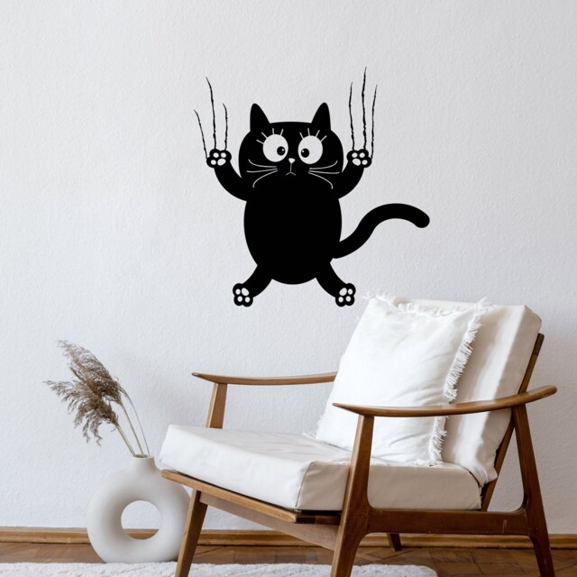Funny Cat Vinyl Wall Decal Kitten Pet Kids Room Nursery Daycare Kindergarten Elementary Playroom Window Decor Stickers Mural - #2699Di - image 1