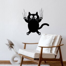 Funny Cat Vinyl Wall Decal Kitten Pet Kids Room Nursery Daycare Kindergarten Elementary Playroom Window Decor Stickers Mural - #2699Di - thumbnail 1