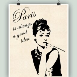Audrey Hepburn Paris Quote Art Print, French Wall Decor - thumbnail 3