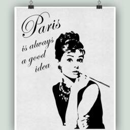 Audrey Hepburn Paris Quote Art Print, French Wall Decor - thumbnail 4