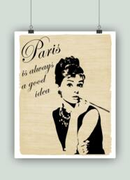 Audrey Hepburn Paris Quote Art Print, French Wall Decor - thumbnail 1