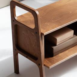 Mid Century Walnut Tv Stand Handmade Solid Wood Media Console - thumbnail 2