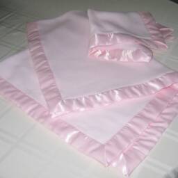 Fleece Baby Blanket Set, Satin Trim Crib & Travel Blankets - thumbnail 2