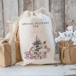 Personalised Large Santa Christmas Sack For Girls , Xmas Toy Sack With Name & Sugerplum Fairy, Personalised Stocking , Christmas Gift - thumbnail 3