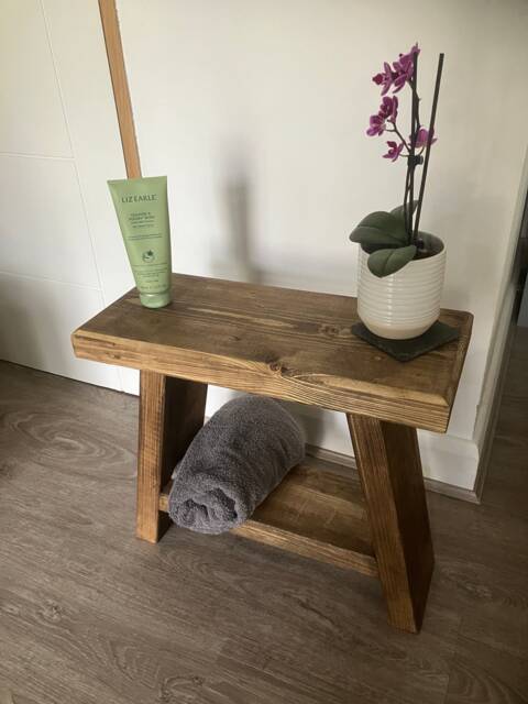 Rustic Wooden Milking Stool - Side Table Bathroom - image 1