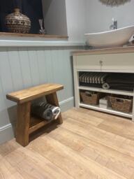 Rustic Wooden Milking Stool - Side Table Bathroom - thumbnail 3