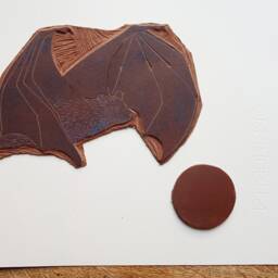 Linocut Print Bat Hunting - Original Art Print, Nature Wall Art, Limited Edition - thumbnail 2