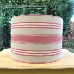 French Linen Lampshade With Red Stripes For Ceiling Or Floor Lamp