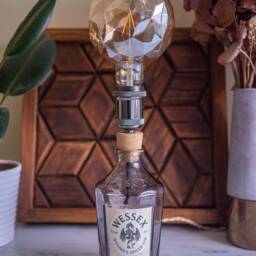 Wessex Blue Teal Gin Bottle Lamp, Upcycled Welsh Light, Dragon Home Bar Decor, Unique Gift, Mood Lighting - thumbnail 4