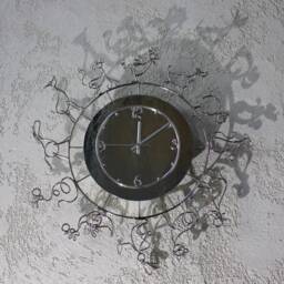 Metal Wall Clock Sculpture Animal Design, Nickel Finish - thumbnail 2
