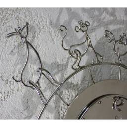 Metal Wall Clock Sculpture Animal Design, Nickel Finish - thumbnail 3