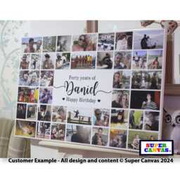 Happy 40Th Birthday Husband Wife Son Daughter Mum Dad Best Friend Personalised 40 Photo Party Board Collage Framed Canvas Print Gift - thumbnail 3