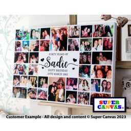 Happy 40Th Birthday Husband Wife Son Daughter Mum Dad Best Friend Personalised 40 Photo Party Board Collage Framed Canvas Print Gift - thumbnail 1