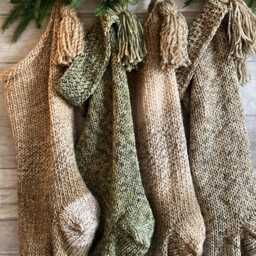 Handmade Green Chunky Knit Christmas Stocking, Rustic Holiday Decor - thumbnail 3