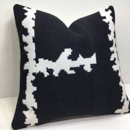 Handwoven Kilim Pillow Cover, Bohemian Turkish Pillow, 16x16 - thumbnail 2