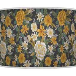 Floral Drum Lampshade Mustard, Green & Grey Botanical Ceiling Light - thumbnail 2