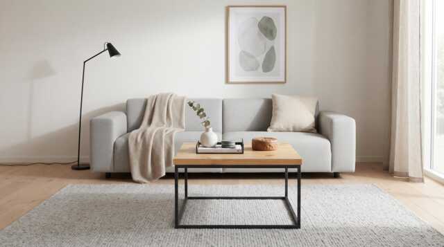 Coffee Table With Steel Frame, Reclaimed Solid Wood Side Table, Industrial Rustic Farmhouse Modern - image 1