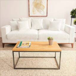 Coffee Table With Steel Frame, Reclaimed Solid Wood Side Table, Industrial Rustic Farmhouse Modern - thumbnail 3