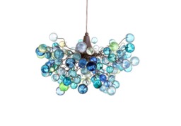 Lighting Chandelier With Sea Colored Bubbles, For Children Room Or Dining Room