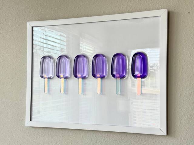 Purple Ombre Popsicle Resin Wall Art Handmade Pop Art Decor - 12x16 - image 1