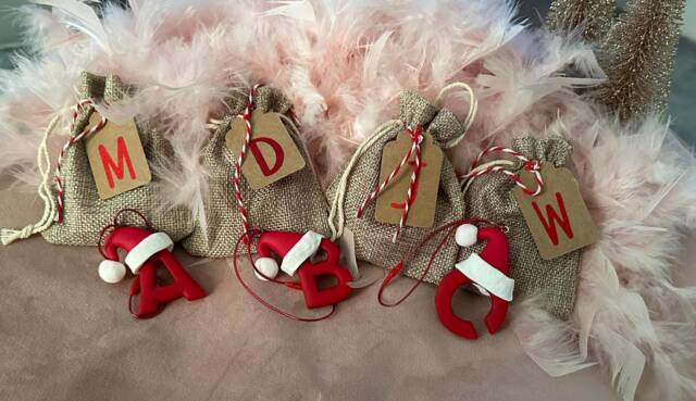 Handmade Clay Christmas Letter Ornament, Personalized Decoration - image 1