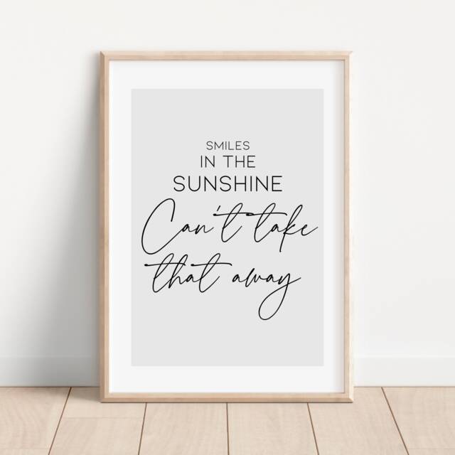 Smiles in The Sunshine Mcfly Lyrics Print, Land Of Bees, Hallway Wall Art, Home Decor, Living Room, Above Sofa Typography Poster - image 1