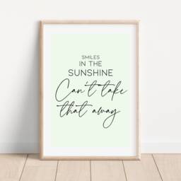 Smiles in The Sunshine Mcfly Lyrics Print, Land Of Bees, Hallway Wall Art, Home Decor, Living Room, Above Sofa Typography Poster - thumbnail 3