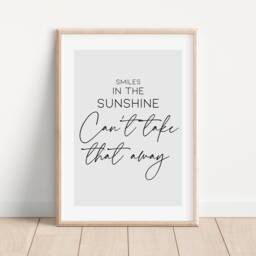 Smiles in The Sunshine Mcfly Lyrics Print, Land Of Bees, Hallway Wall Art, Home Decor, Living Room, Above Sofa Typography Poster - thumbnail 1
