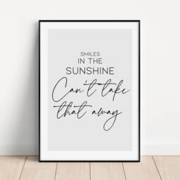 Smiles in The Sunshine Mcfly Lyrics Print, Land Of Bees, Hallway Wall Art, Home Decor, Living Room, Above Sofa Typography Poster - thumbnail 2