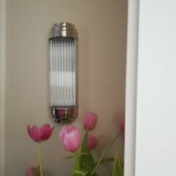 Chrome Wall Light, Mirror Bathroom Art Deco Lighting, Stairwell Sconce - thumbnail 2