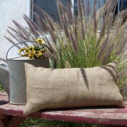 12x24 Lumbar Burlap Pillow Throw Decorative French Country Farmhouse Home Decor Cover Sham Slipcover - thumbnail 2