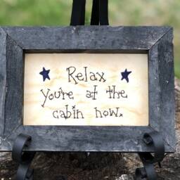 Relax Cabin Primitive Stitchery Framed Print - thumbnail 3