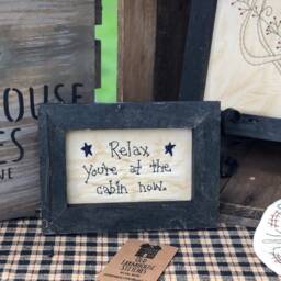 Relax Cabin Primitive Stitchery Framed Print - thumbnail 2