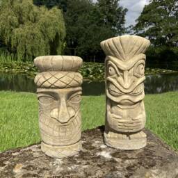 Stone Garden Pair Of Totem Pole Statues - thumbnail 2