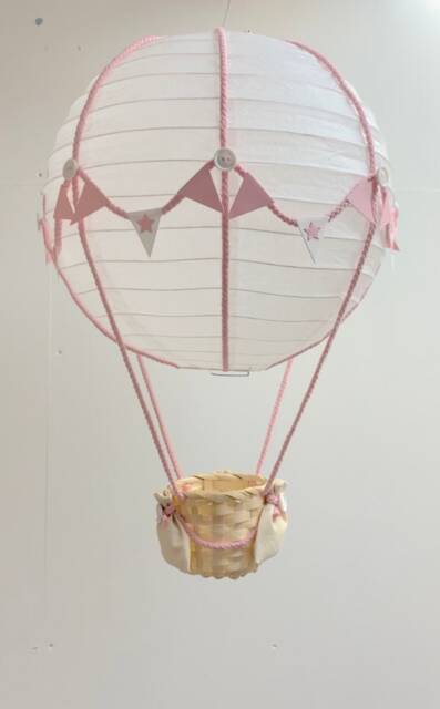 Pink Star Themed Hot Air Balloon Nursery Light Shade - image 1