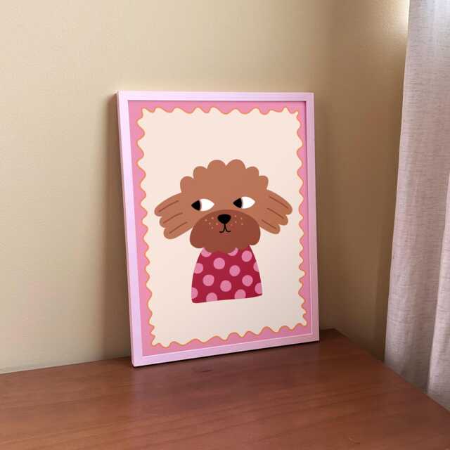 Polka Dot Dog Print - Whimsical Kids Nursery Wall Art - image 1
