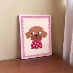 Polka Dot Dog Print - Whimsical Kids Nursery Wall Art - thumbnail 1