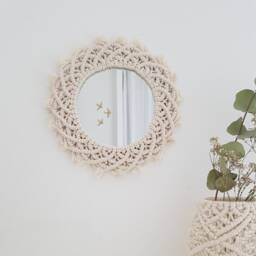Round Macram Wall Mirror, Handmade Sun Mirror - thumbnail 3