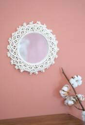 Round Macram Wall Mirror, Handmade Sun Mirror - thumbnail 1