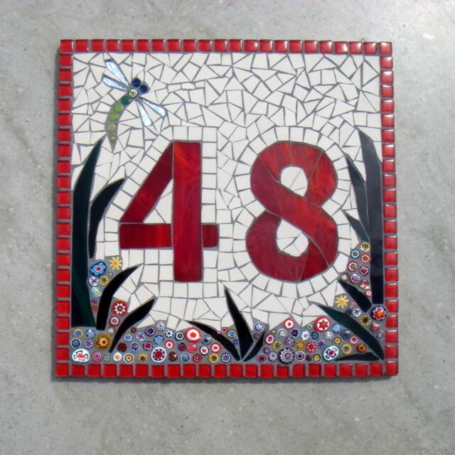 Dragonfly Mosaic House Number Plaque Custom Address Sign - image 1