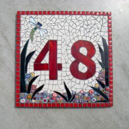Dragonfly Mosaic House Number Plaque Custom Address Sign - thumbnail 1