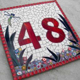Dragonfly Mosaic House Number Plaque Custom Address Sign - thumbnail 3