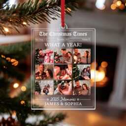 Family Christmas Ornaments, Personalized Photo Collage Newspaper Keepsake, Ornament For Family, Couple Gifts, 2025 Gift - thumbnail 2