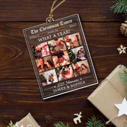 Family Christmas Ornaments, Personalized Photo Collage Newspaper Keepsake, Ornament For Family, Couple Gifts, 2025 Gift - thumbnail 3
