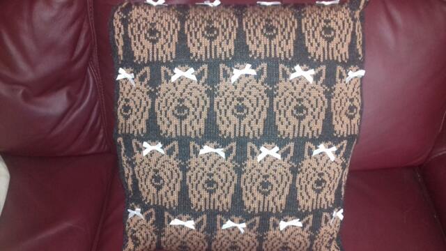 Handmade Knitted Yorkshire Terrier Cushion Cover With Infill - image 1