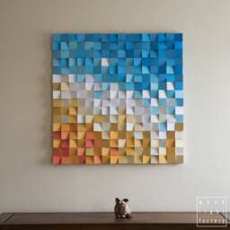 Wood Wooden Mosaic, Wall Art, Sculpture