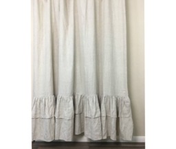 Natural Linen Shower Curtains With Two Tiered Of Mermaid Long Ruffles, Medium Weight Linen, 72x72, 72x85, 72x94, Or Custom Size - thumbnail 1
