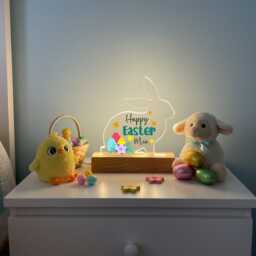 Happy Easter Bunny Led Acrylic Night Light Plaque - Personalised Gift For Baby Or Child Basket - thumbnail 4
